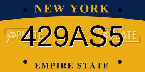 429AS5 New York License Plate