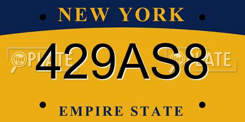429AS8 New York License Plate