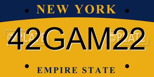 42GAM22 New York License Plate