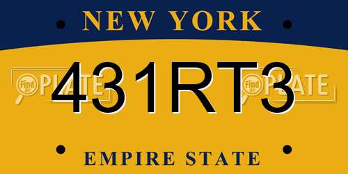 431RT3 New York License Plate