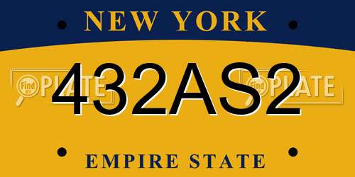 432AS2 New York License Plate