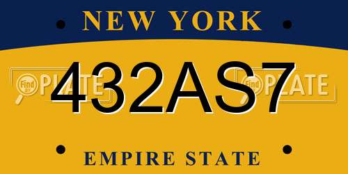 432AS7 New York License Plate