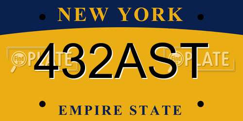 432AST New York License Plate