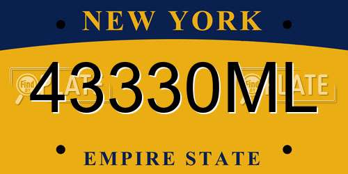 43330ML New York License Plate