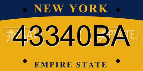 43340BA New York License Plate