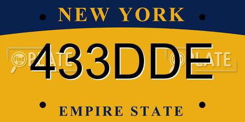 433DDE New York License Plate