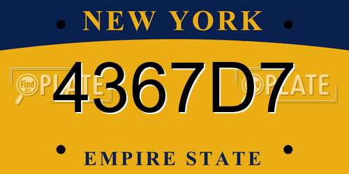 4367D7 New York License Plate