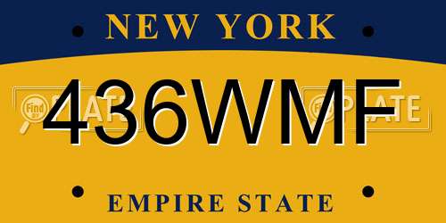 436WMF New York License Plate