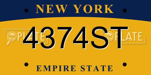 4374ST New York License Plate