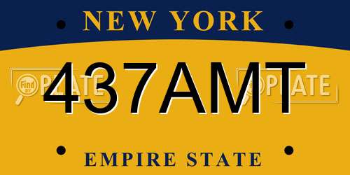 437AMT New York License Plate
