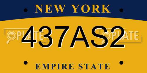 437AS2 New York License Plate