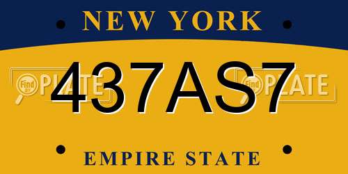 437AS7 New York License Plate