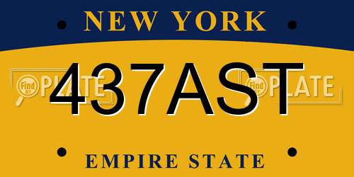 437AST New York License Plate