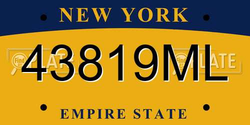 43819ML New York License Plate