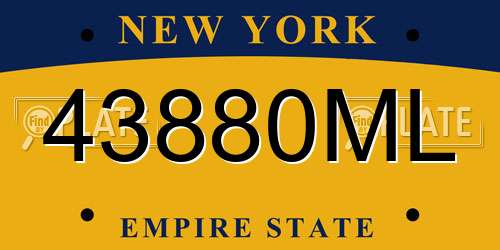 43880ML New York License Plate