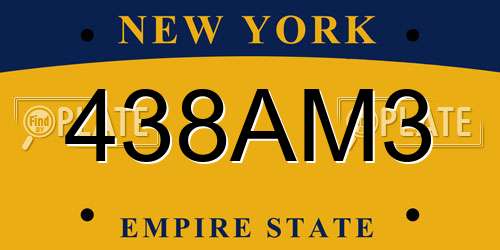 438AM3 New York License Plate