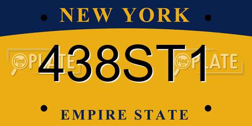 438ST1 New York License Plate