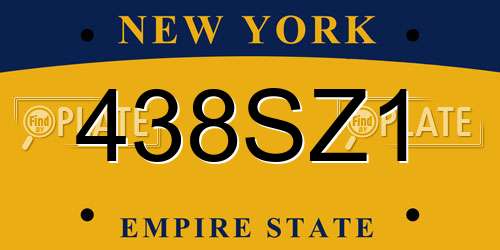 438SZ1 New York License Plate