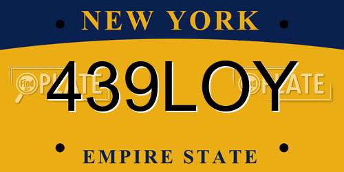 439LOY New York License Plate