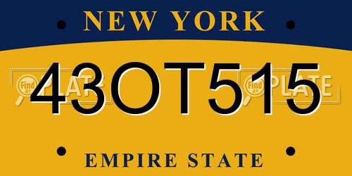 43OT515 New York License Plate