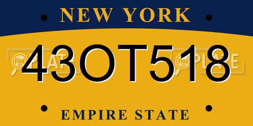 43OT518 New York License Plate