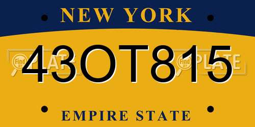 43OT815 New York License Plate
