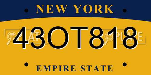 43OT818 New York License Plate
