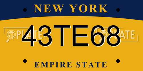 43TE68 New York License Plate