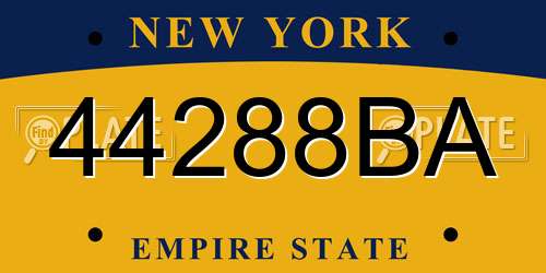 44288BA New York License Plate
