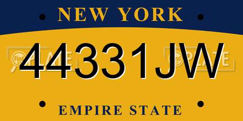 44331JW New York License Plate