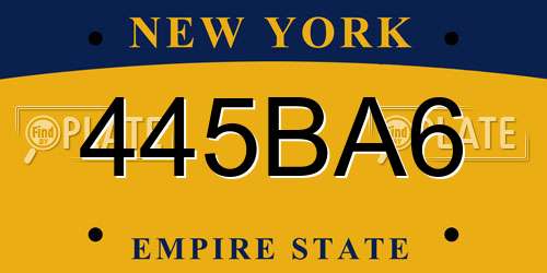 445BA6 New York License Plate
