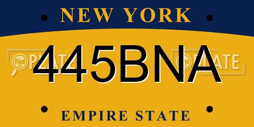 445BNA New York License Plate