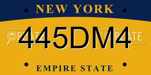 445DM4 New York License Plate