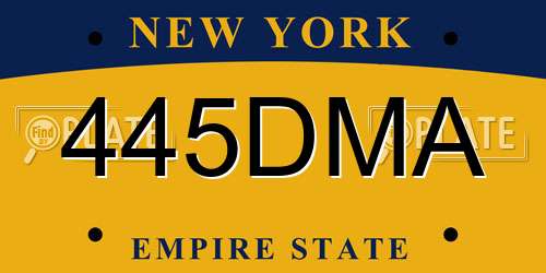 445DMA New York License Plate