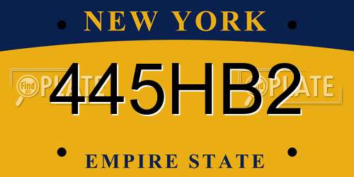 445HB2 New York License Plate