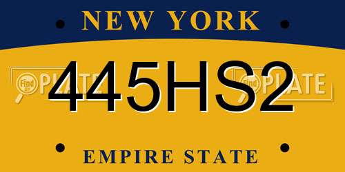 445HS2 New York License Plate
