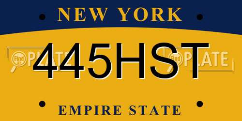 445HST New York License Plate