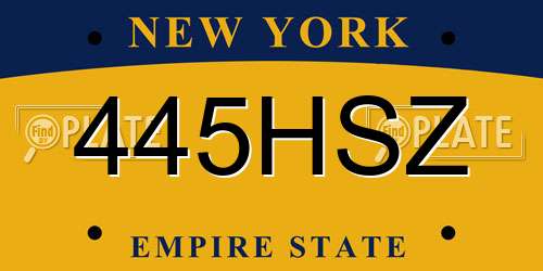 445HSZ New York License Plate