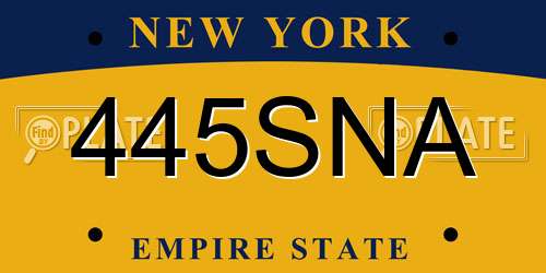 445SNA New York License Plate