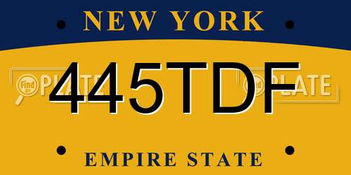 445TDF New York License Plate