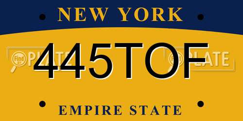 445TOF New York License Plate
