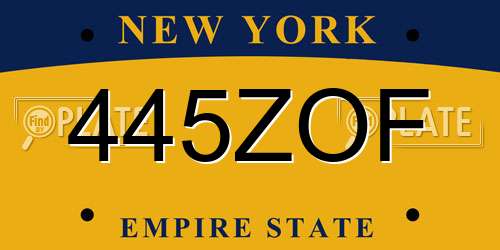 445ZOF New York License Plate