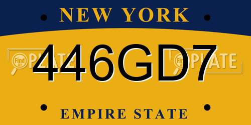 446GD7 New York License Plate