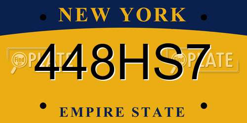 448HS7 New York License Plate