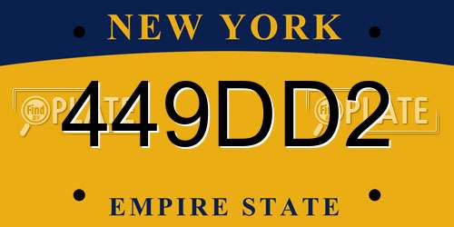 449DD2 New York License Plate