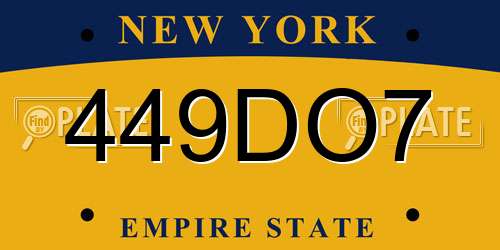 449DO7 New York License Plate