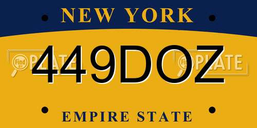 449DOZ New York License Plate