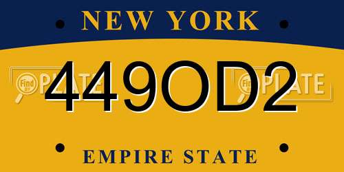 449OD2 New York License Plate