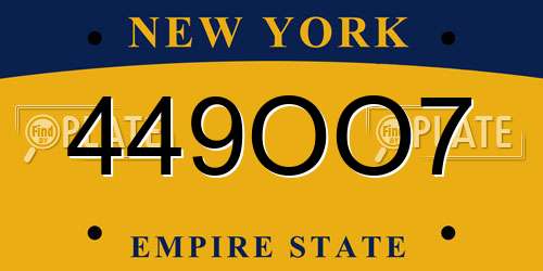 449OO7 New York License Plate