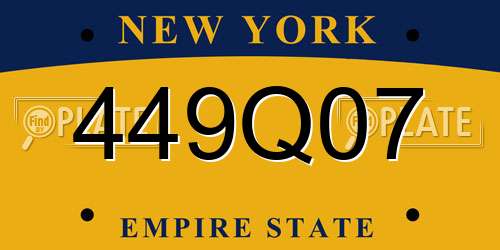 449Q07 New York License Plate